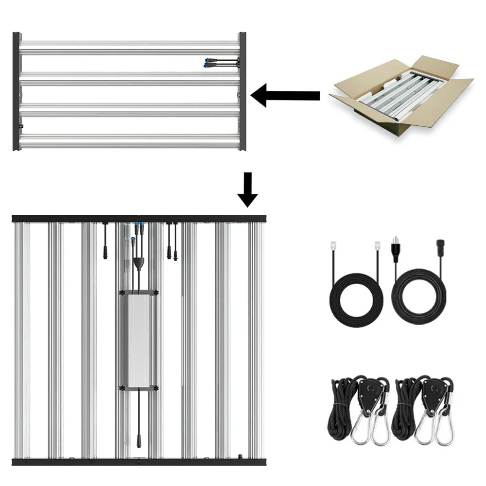 PHLIZON FD9600 1000W Full-Spectrum+UV/IR Daisy Chain Dimmable Cost-effective High-yield Commercial LED Grow Light for 6×6FT
