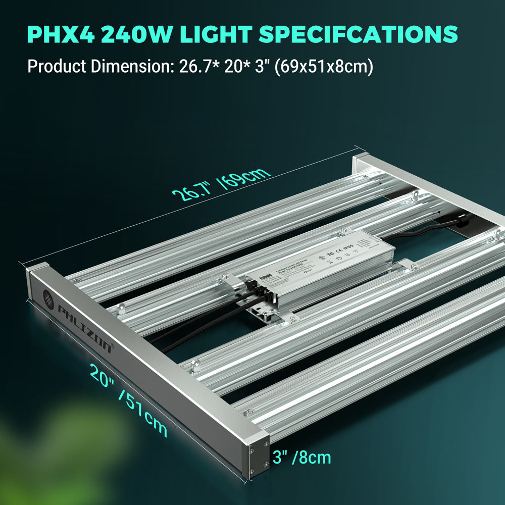 PHLIZON (PRO-2000)PHX4 240W Full-spectrum Daisy Chain Dimmable LED Grow Light Veg and Bloom Light for 3×3