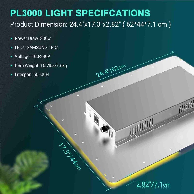 PHLIZON PL-3000 300W  Full-spectrum Dimmable QB LED Grow Light with UV&IR Switch Samsung LM281B LED